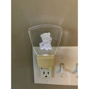 VTG 90s 80s Teddy Bear GE Electric Light Up Night Lite Kids Toy Glass Plug IN